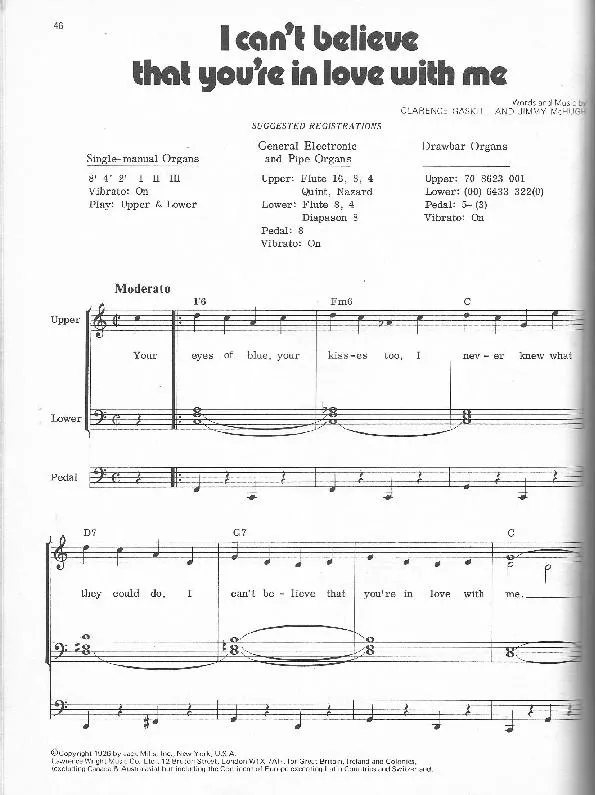 télécharger la partition d'accordéon I can't belive that you're in love with me au format PDF