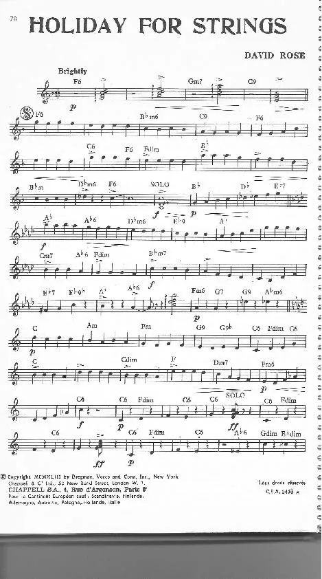 télécharger la partition d'accordéon Holiday for strings au format PDF