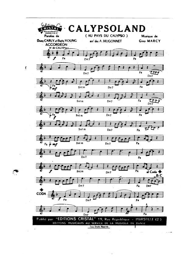 télécharger la partition d'accordéon Calypsoland (Au pays du calypso) (Arrangement Alfred Hugonnet) (Orchestration) au format PDF