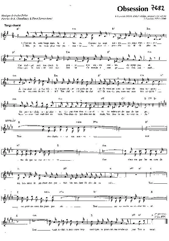 télécharger la partition d'accordéon Obsession (Tango Chanté) au format PDF