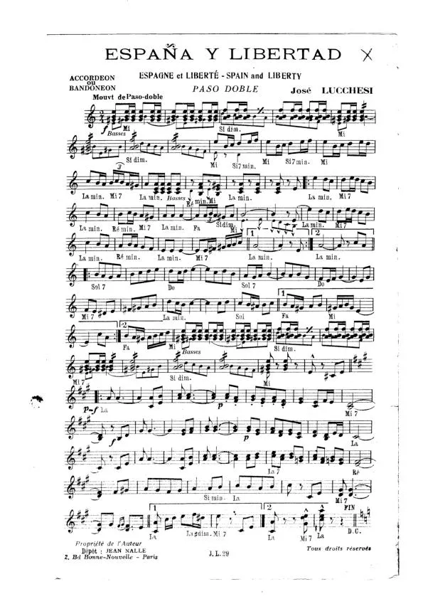 télécharger la partition d'accordéon España y libertad (Espagne et liberté) (Spain and Liberty) (Orchestration Complète) (Paso Doble) au format PDF