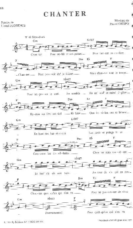 télécharger la partition d'accordéon Chanter (Slow) au format PDF