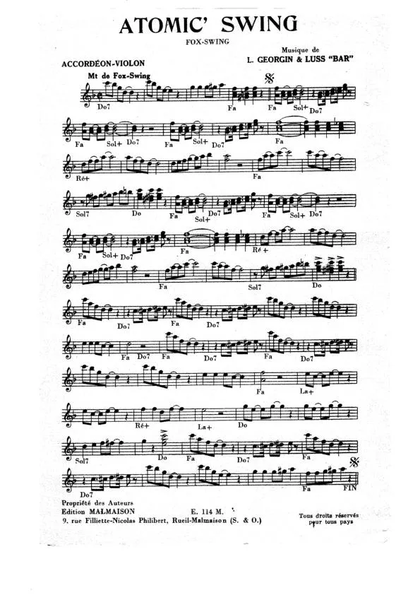 télécharger la partition d'accordéon Atomic' Swing (Fox Swing) au format PDF