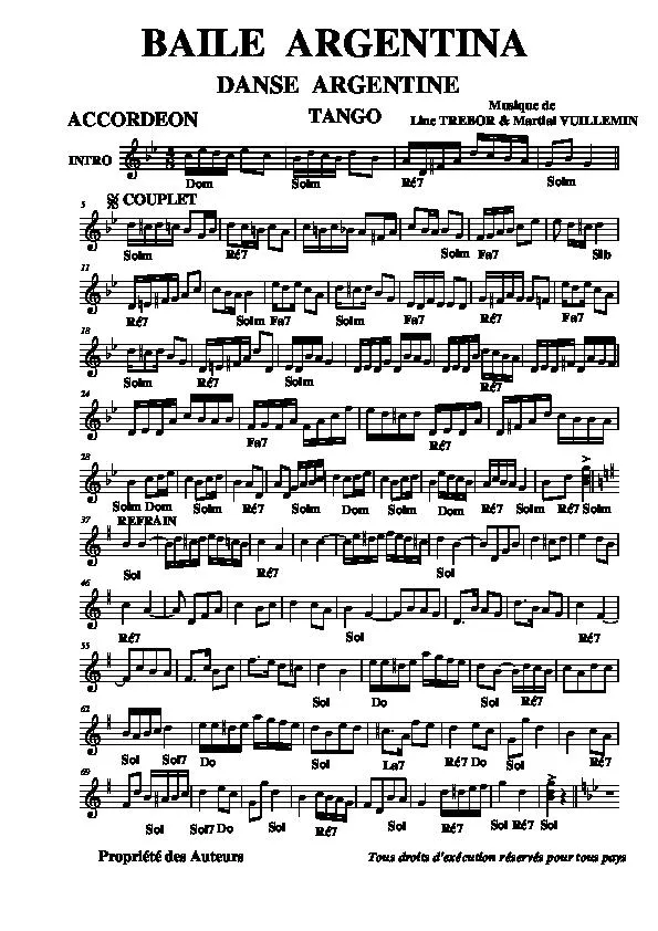 télécharger la partition d'accordéon Bailé Argentina (Danse Argentine) (Tango) au format PDF
