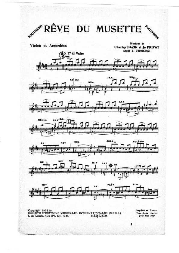 télécharger la partition d'accordéon Rêve du musette (Arrangement Yvonne Thomson) (Valse) au format PDF