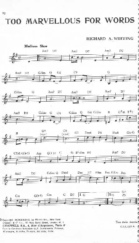 télécharger la partition d'accordéon Too marvellous for words (Slow) au format PDF