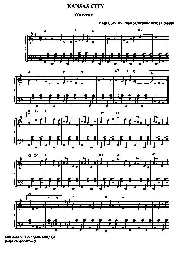 télécharger la partition d'accordéon Kansas City (Country) au format PDF