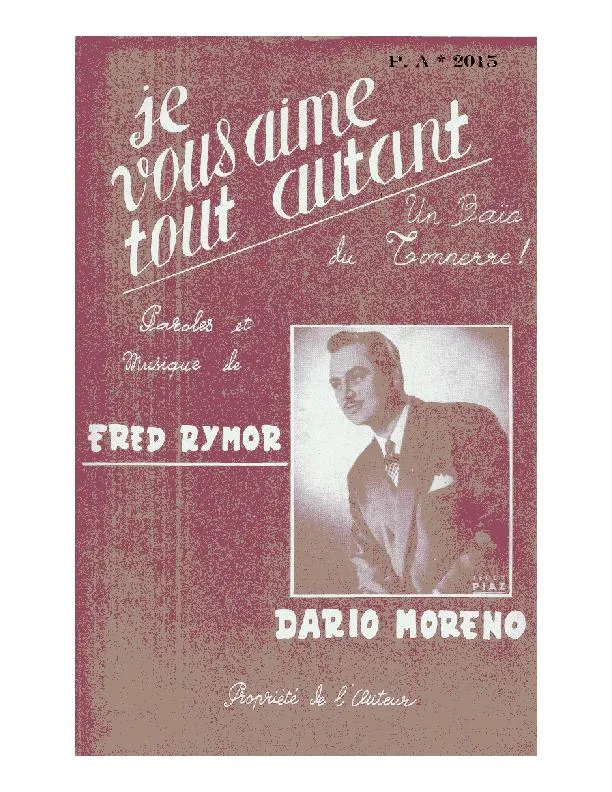 télécharger la partition d'accordéon Je vous aime tout autant (Chant : Dario Moreno) (Baïo) au format PDF