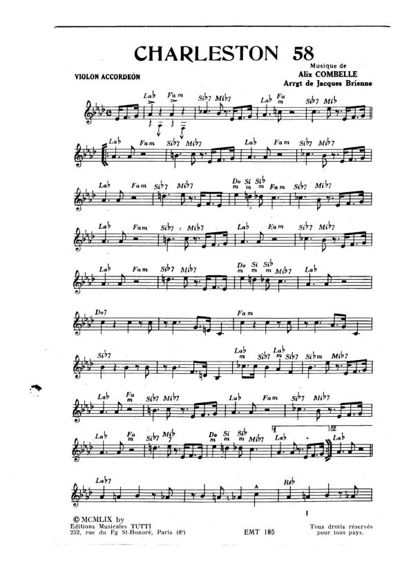 télécharger la partition d'accordéon Charleston 58 (Arrangement : Jacques Brienne) (Orchestration) au format PDF
