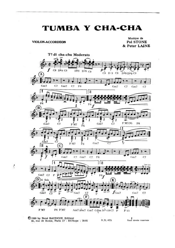 télécharger la partition d'accordéon Tumba y Cha Cha (Orchestration Complète) au format PDF