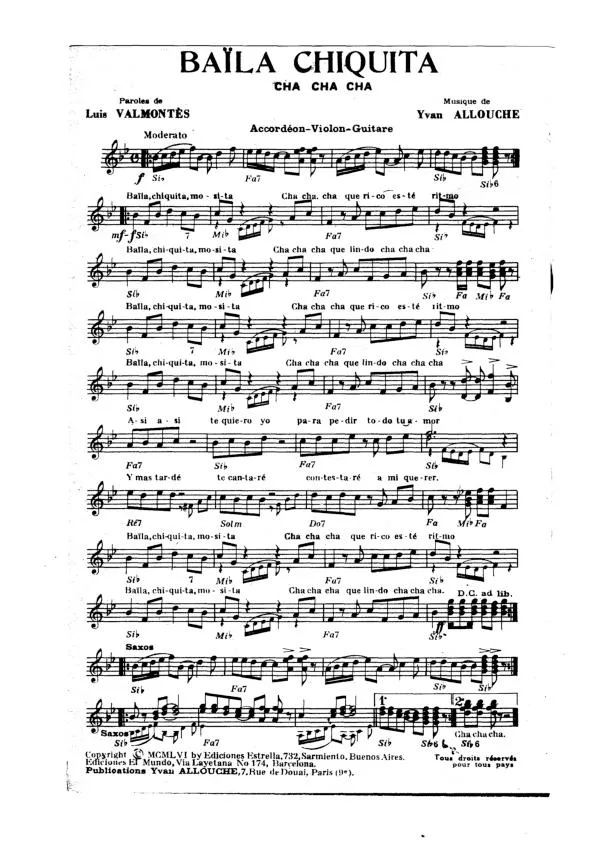 télécharger la partition d'accordéon Baïla Chiquita (Orchestration) au format PDF