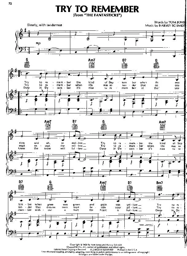 télécharger la partition d'accordéon Try to remember (From : The Fantasticks) (Slow) au format PDF