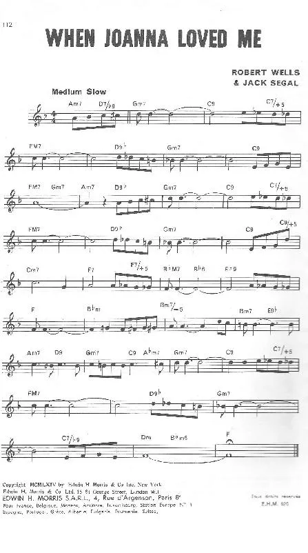 télécharger la partition d'accordéon When Joanna loved me (Slow) au format PDF