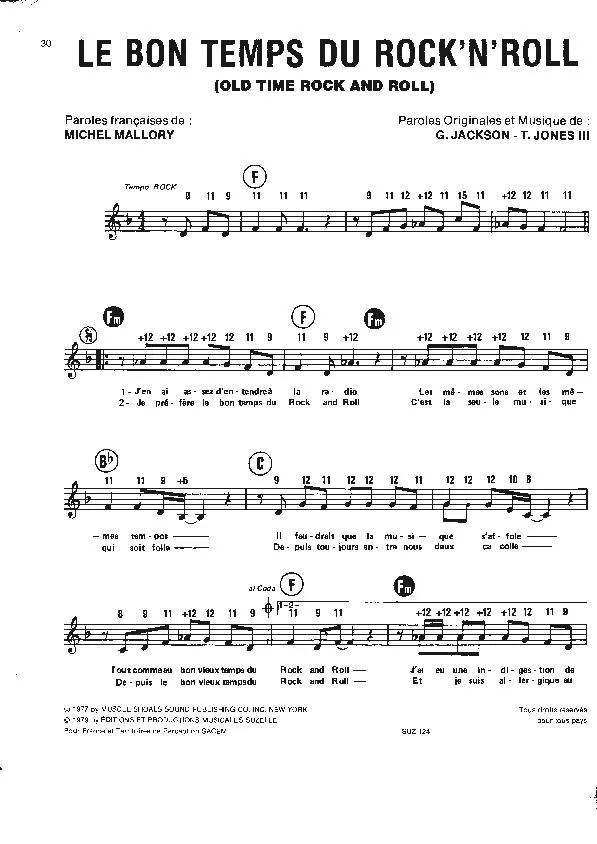 télécharger la partition d'accordéon Le bon temps du rock'n'roll (Old time rock and roll) au format PDF