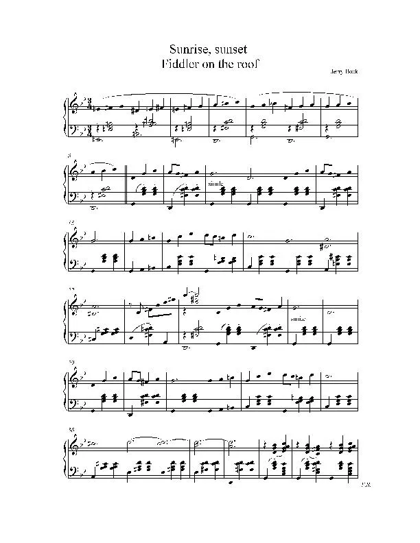 télécharger la partition d'accordéon Sunrise Sunset Fiddler on the roof au format PDF