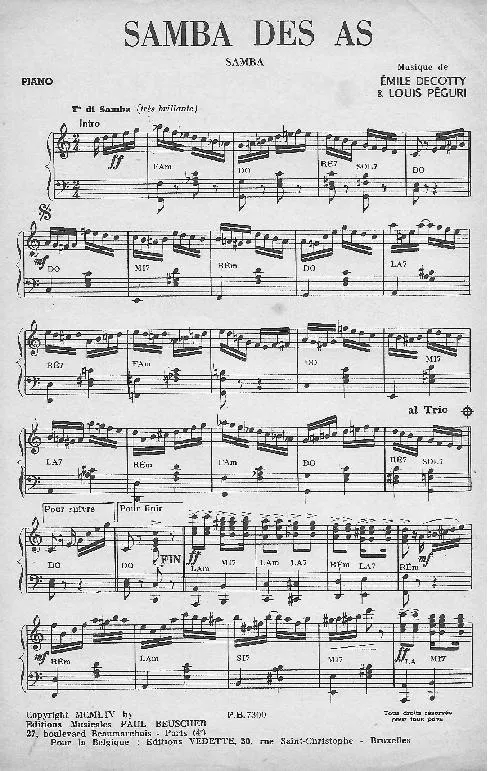 télécharger la partition d'accordéon Samba des As (Orchestration) au format PDF