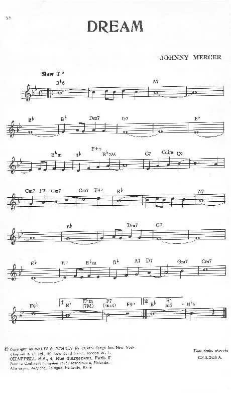 télécharger la partition d'accordéon Dream (Slow) au format PDF