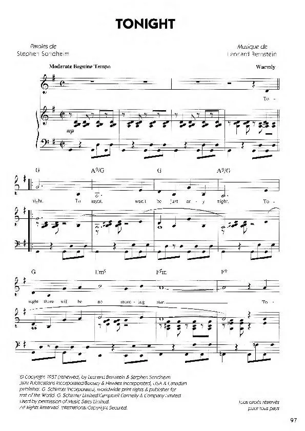 télécharger la partition d'accordéon Tonight (Beguine) au format PDF