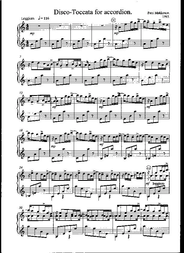 télécharger la partition d'accordéon Disco Toccata au format PDF