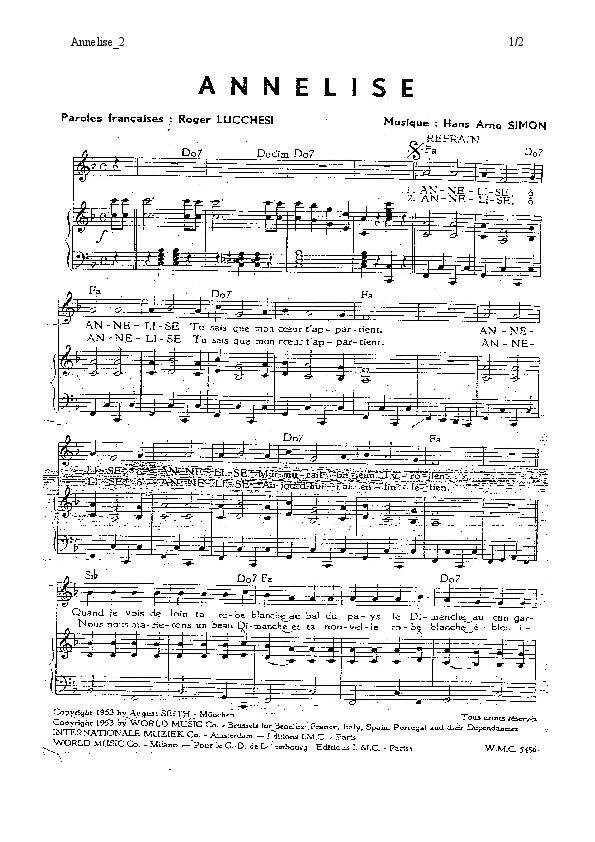télécharger la partition d'accordéon Annelise (Marche Polka) au format PDF