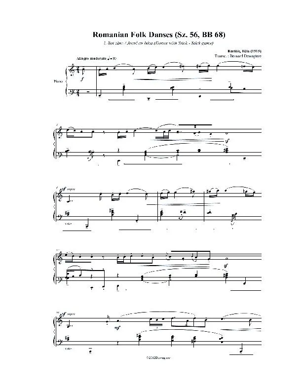 télécharger la partition d'accordéon Romanian Folk Danses (Arrrangement : Bernard Dewagtere) au format PDF