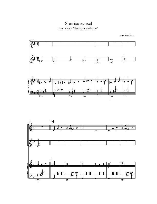télécharger la partition d'accordéon Sunrise Sunset Fiddler on the roof (Trio d'Accordéons) au format PDF