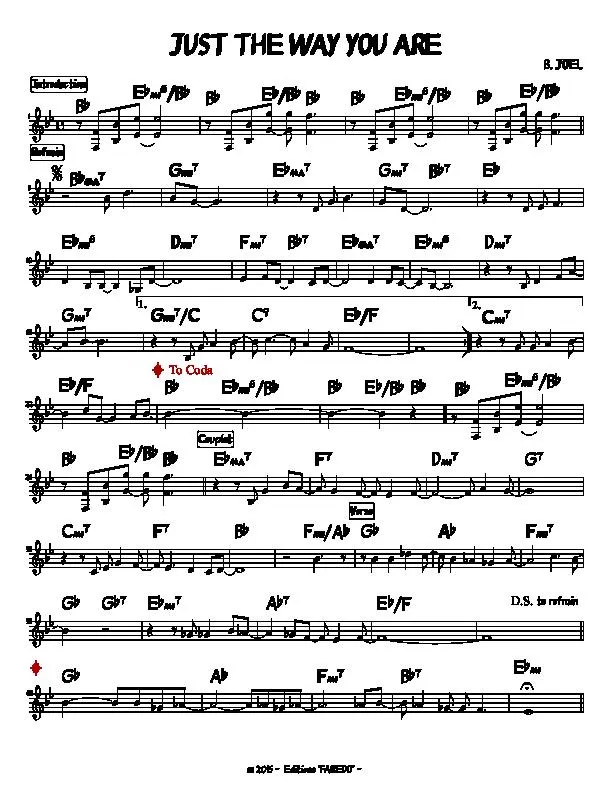 télécharger la partition d'accordéon Just the way you are au format PDF