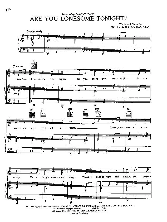 télécharger la partition d'accordéon Are you lonesome tonight (Chant : Elvis Presley) (Valse) au format PDF