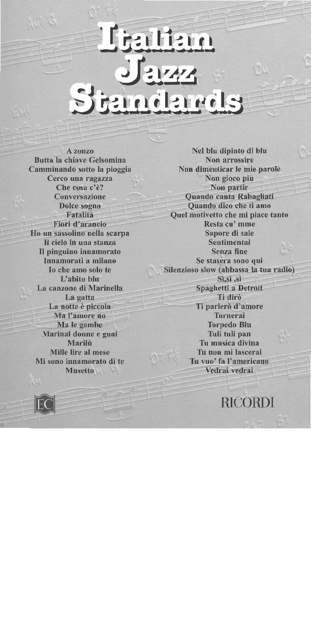 télécharger la partition d'accordéon Italian Jazz Standards Real Book au format PDF
