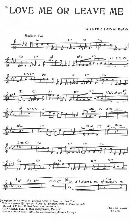télécharger la partition d'accordéon Love me or leave me (Fox) au format PDF