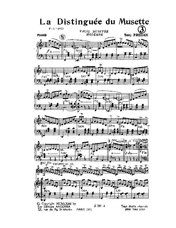 télécharger la partition d'accordéon La distinguée du Musette (Valse Musette Moderne) au format PDF