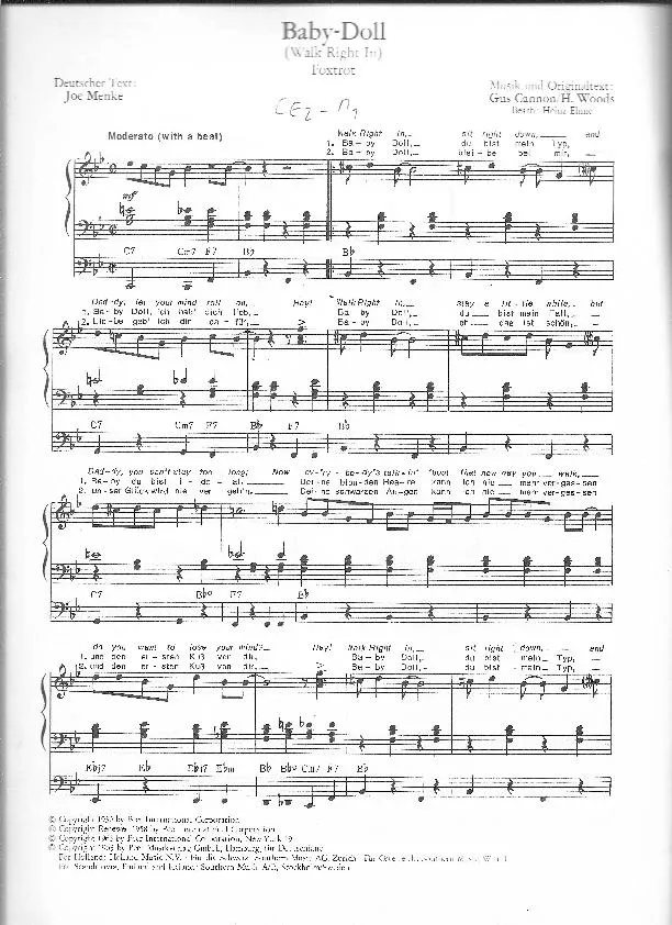 télécharger la partition d'accordéon Baby Doll (Walk Right In) (Arrangement : Heinz Ehme) (Fox Trot) au format PDF