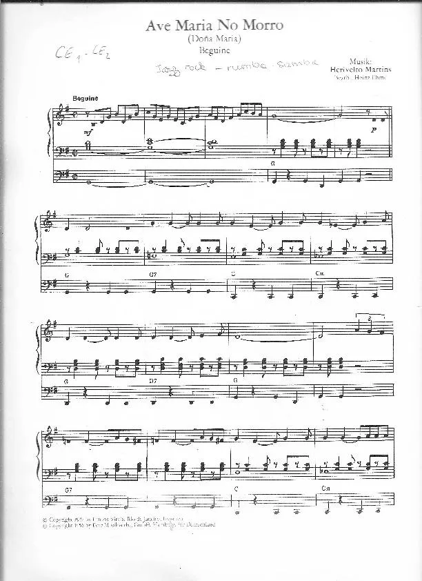 télécharger la partition d'accordéon Ave Maria No Morre (Doña Maria) (Arrangement : Heinz Ehme) (Beguine) au format PDF