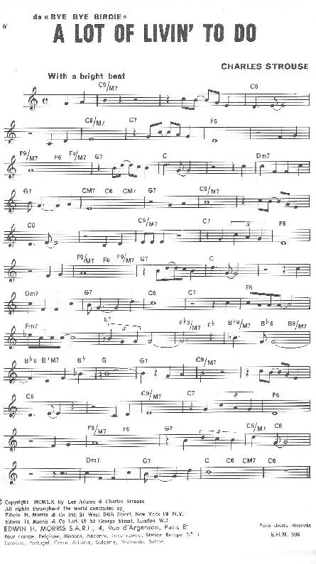 télécharger la partition d'accordéon A lot of livin' to do (De : Bye Bye Birdie) au format PDF