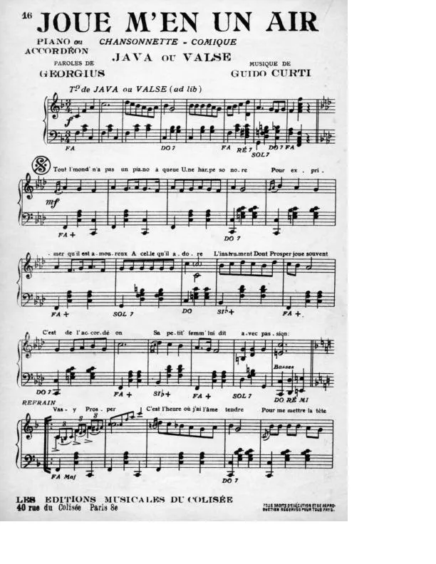 télécharger la partition d'accordéon Joue m'en un air (Chansonnette Comique) (Valse ou Java) au format PDF