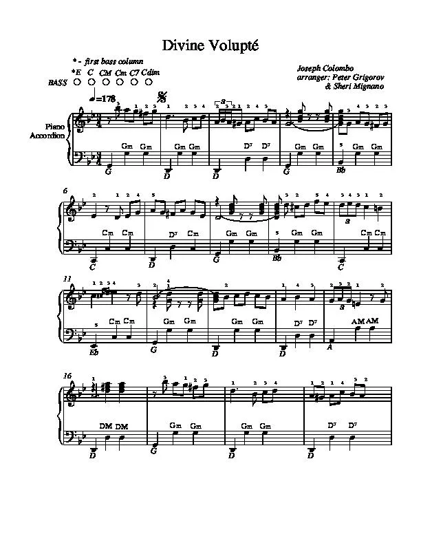 télécharger la partition d'accordéon Divine volupté (Arrangement Peter Grigorov & Sheri Mignano) (Valse) au format PDF