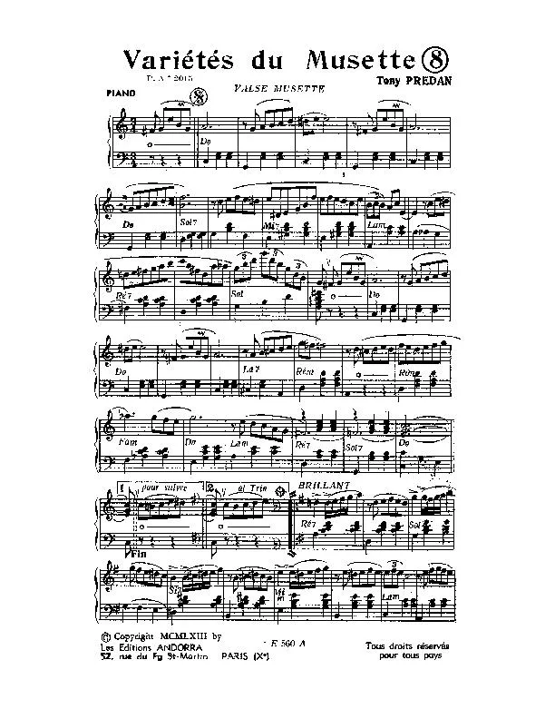 télécharger la partition d'accordéon Variétés du Musette (Valse Musette) au format PDF