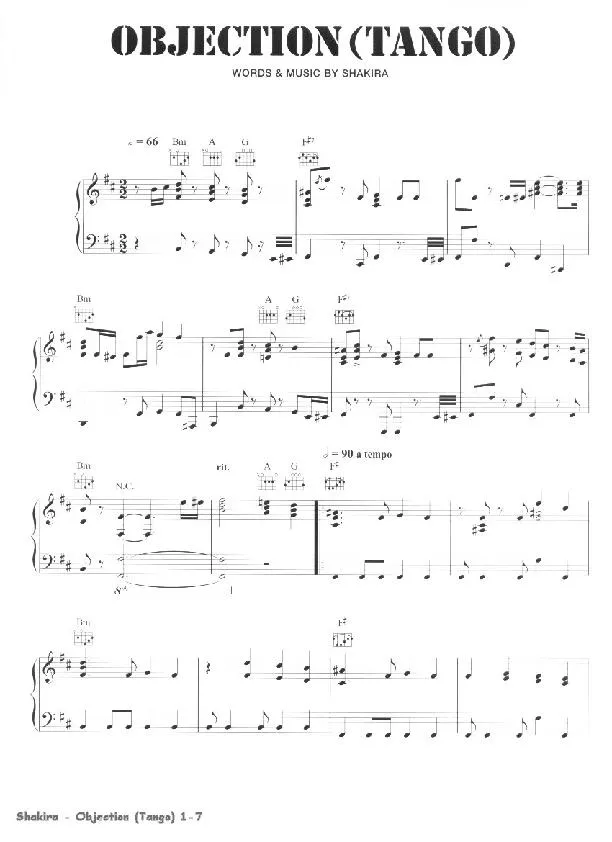 télécharger la partition d'accordéon Objection (Tango) au format PDF