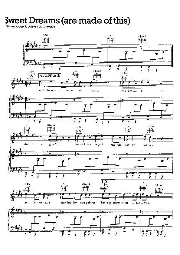 télécharger la partition d'accordéon Sweet dreams (are made of this) (Eurythmics) au format PDF