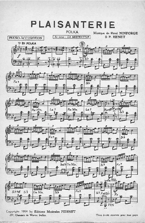 télécharger la partition d'accordéon Plaisanterie (Orchestration) (Polka) au format PDF