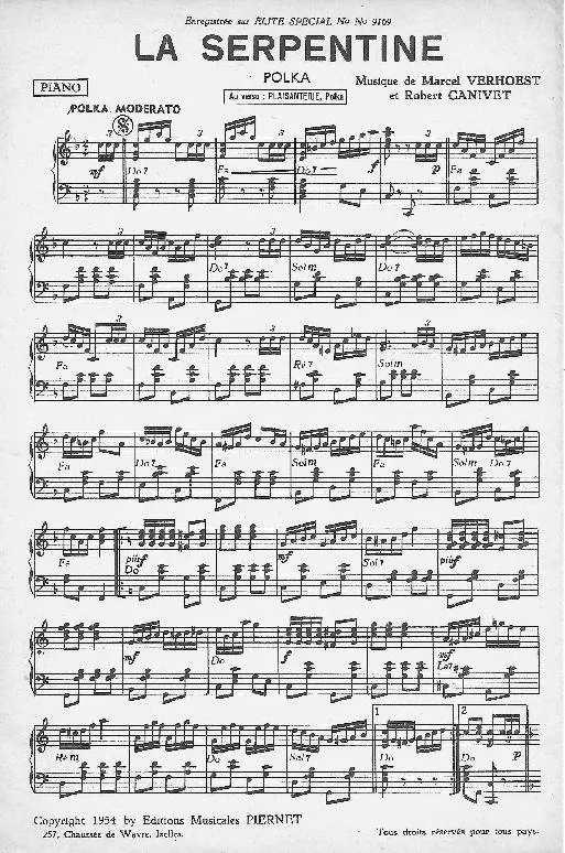 télécharger la partition d'accordéon La serpentine (Orchestration) (Polka) au format PDF