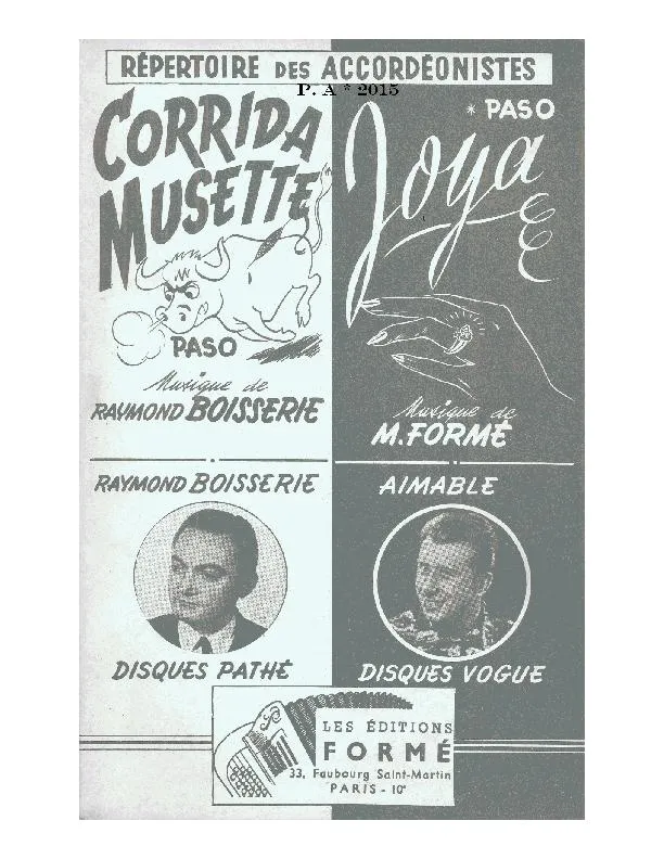 télécharger la partition d'accordéon Corrida Musette (Orchestration) (Paso Doble) au format PDF
