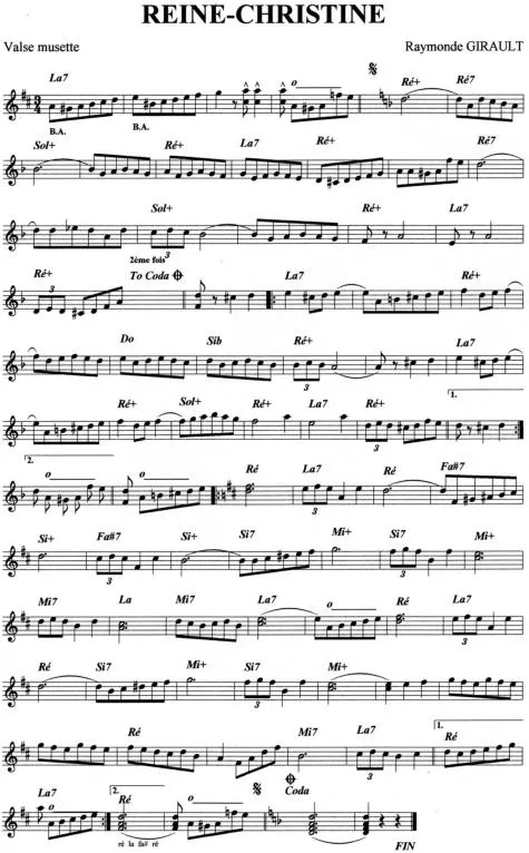 télécharger la partition d'accordéon Reine Christine (Valse Musette) au format PDF