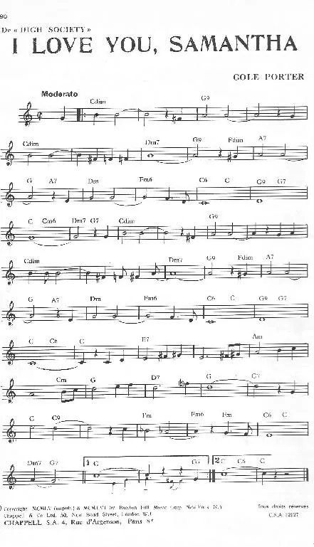 télécharger la partition d'accordéon I love you Samantha (De : High Society) au format PDF