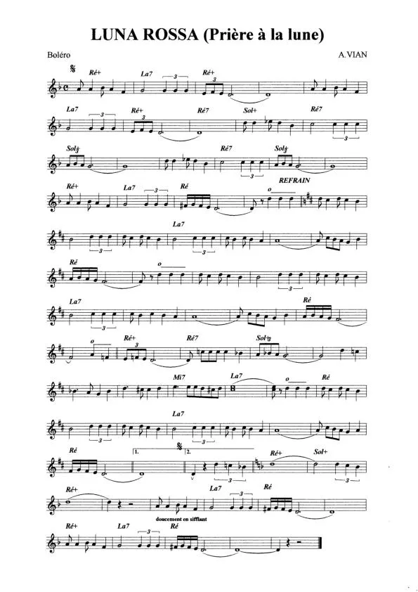 télécharger la partition d'accordéon Luna Rossa (Prière à la lune) (Relevé) au format PDF
