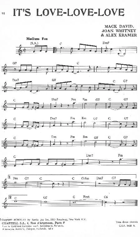télécharger la partition d'accordéon It's Love Love Love (Fox) au format PDF