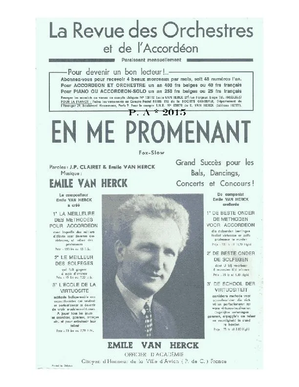 télécharger la partition d'accordéon En me promenant (Orchestration Complète) (Fox Slow) au format PDF