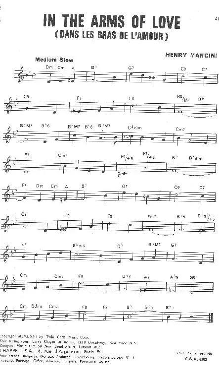 télécharger la partition d'accordéon In the arms of love (Dans les bras de l'amour) (Slow) au format PDF