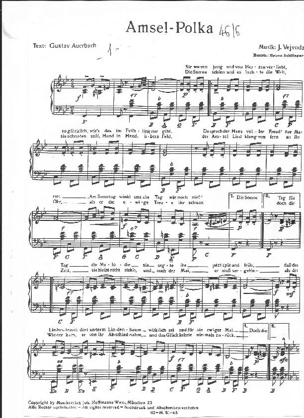 télécharger la partition d'accordéon Amsel Polka (Arrangement : Bruno Schlösser) au format PDF
