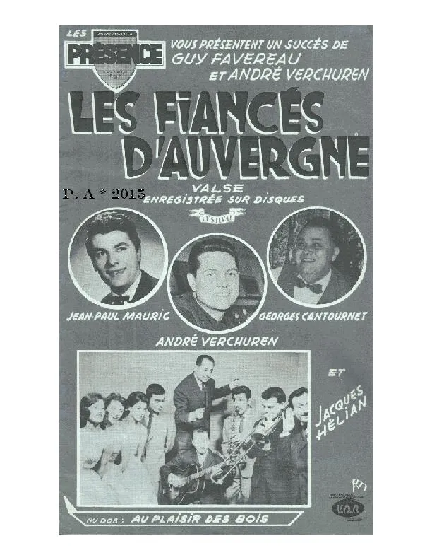 télécharger la partition d'accordéon Les fiancés d'Auvergne (Orchestration Complète) (Valse Chantée) au format PDF
